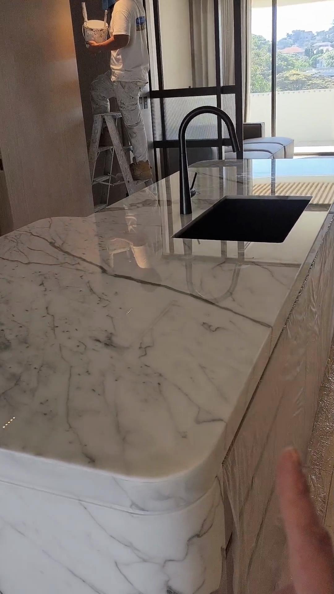 White kitchen island protection preview